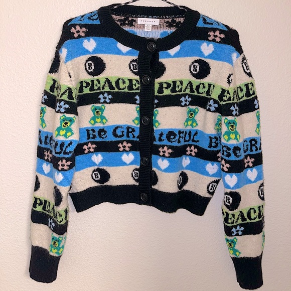 Topshop Peace Stripe Cardigan 